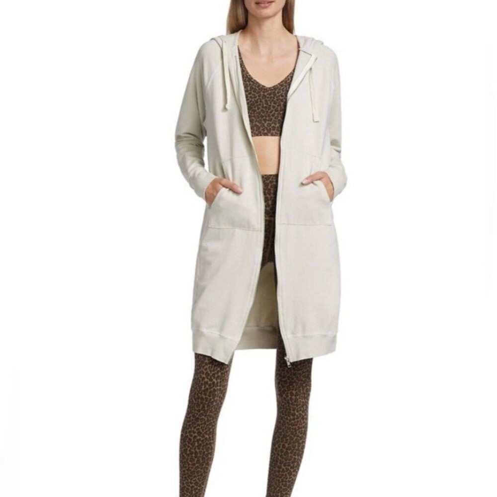 Electric & Rose Joplin White Midi Hoodie Zipper Size Large